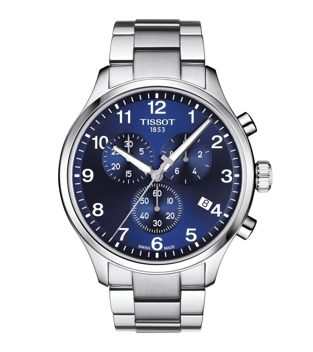 TISSOT CHRONO XL VINTAGE quartz cadran bleu bracelet cuir marron 45 mm