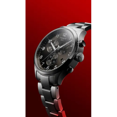 TISSOT CHRONO XL VINTAGE quartz cadran bleu bracelet cuir marron 45 mm