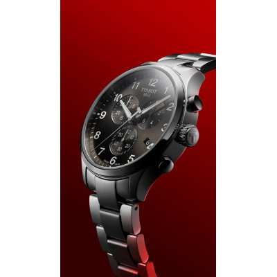 TISSOT CHRONO XL VINTAGE quartz cadran bleu bracelet cuir marron 45 mm