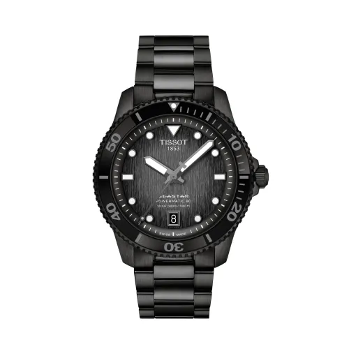 TISSOT T-SPORT SEASTAR 1000 Powermatic 80 cadran noir bracelet acier 43 mm