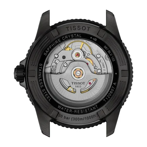 TISSOT T-SPORT SEASTAR 1000 Powermatic 80 cadran noir bracelet acier 43 mm