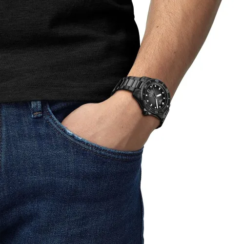 TISSOT T-SPORT SEASTAR 1000 Powermatic 80 cadran noir bracelet acier 43 mm
