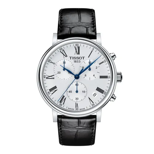 MONTRE TISSOT CARSON ACIER CADRAN ARGENTE CHRONO CUIR
