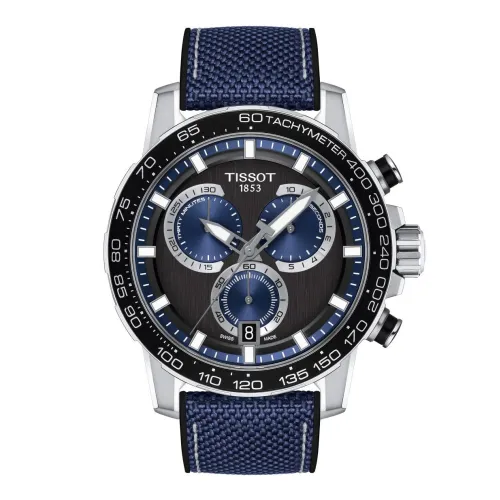 TISSOT SUPERSPORT CHRONOGRAPHE QUARTZ CADRAN BRACELET TISSU NOIR 45,5 MM