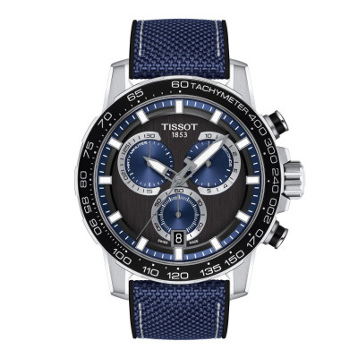 TISSOT SUPERSPORT CHRONOGRAPHE QUARTZ CADRAN BRACELET TISSU NOIR 45,5 MM