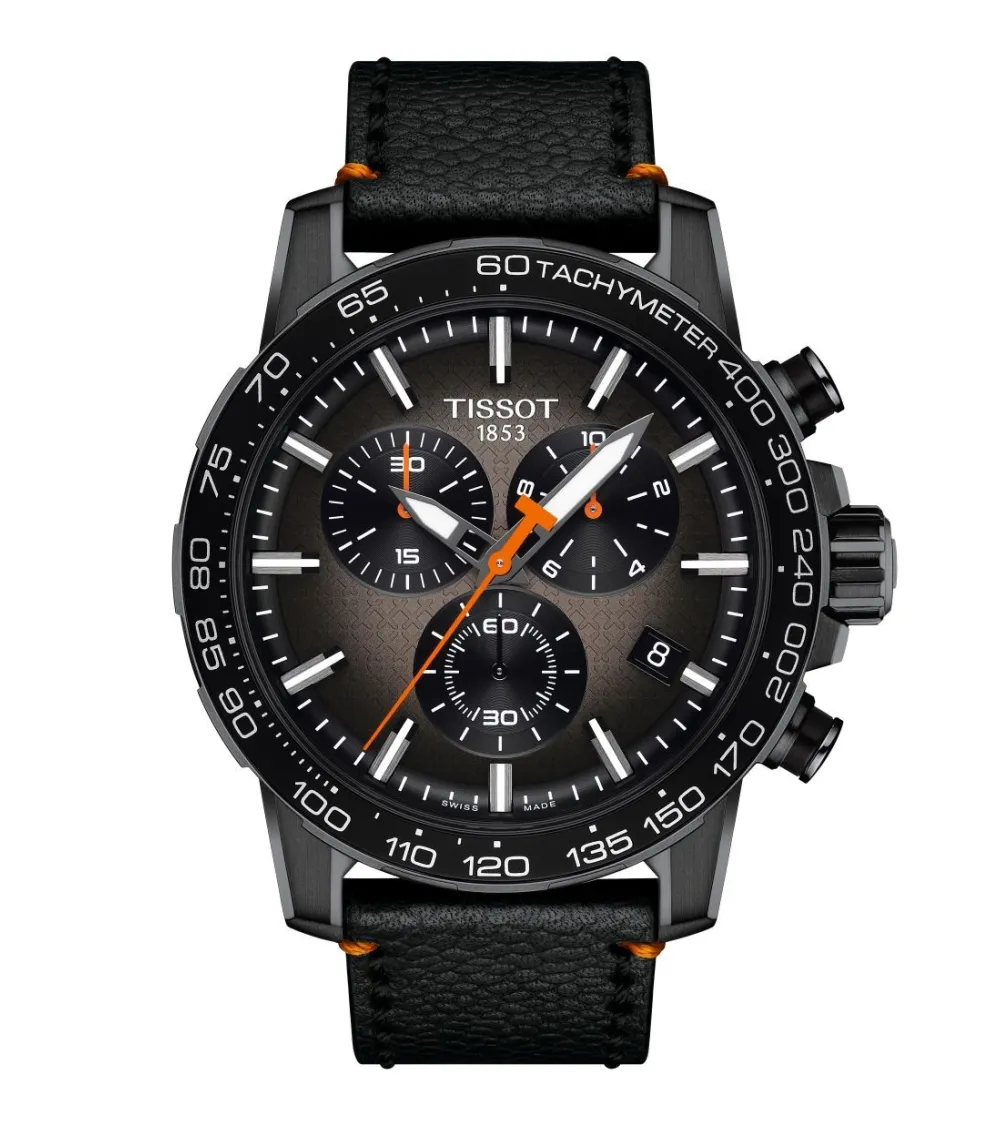 TISSOT T-SPORT SUPERSPORT CHRONOGRAPHE QUARTZ PVD NOIR BRACELET CUIR 45,5 MM