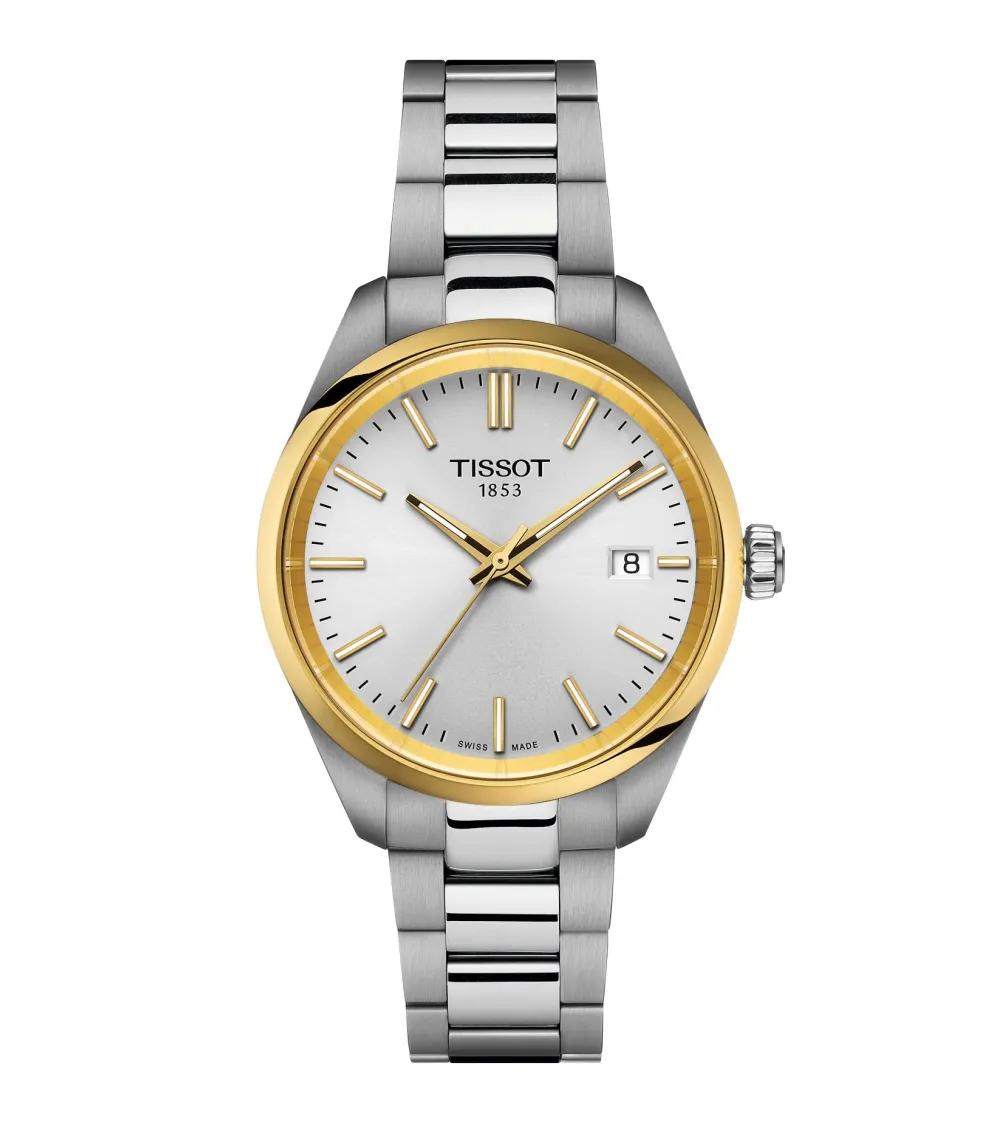 MONTRE TISSOT PR 100 QUARTZ 34MM PVD OR JAUNE CADRAN ARGENT
