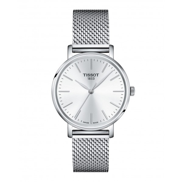 TISSOT T-CLASSIC EVERYTIME LADY QUARTZ CADRAN BLEU BRACELET ACIER 34 MM