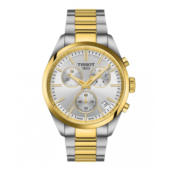 MONTRE  TISSOT PR100 CHRONOGRAPHE BICOLORE PVD OR JAUNE ET ACIER 40MM