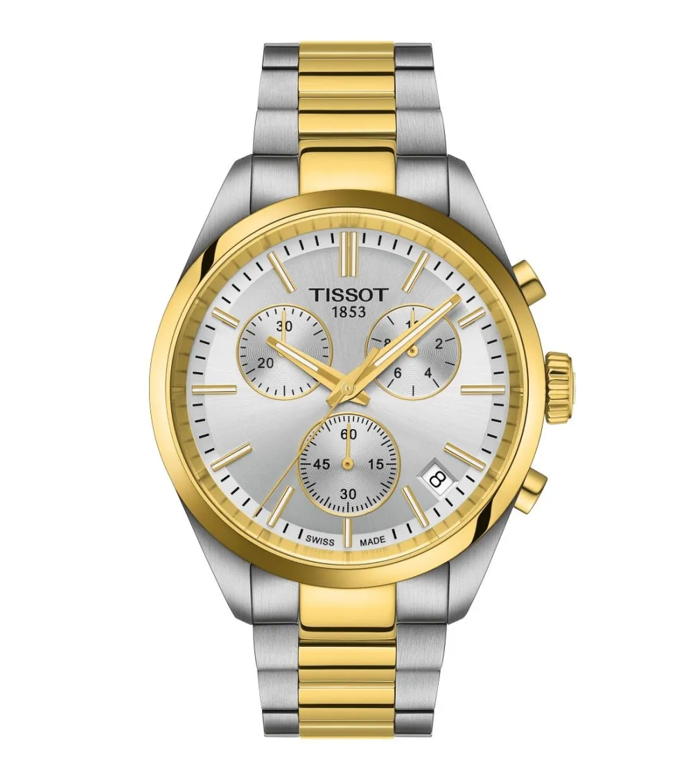 MONTRE  TISSOT PR100 CHRONOGRAPHE BICOLORE PVD OR JAUNE ET ACIER 40MM