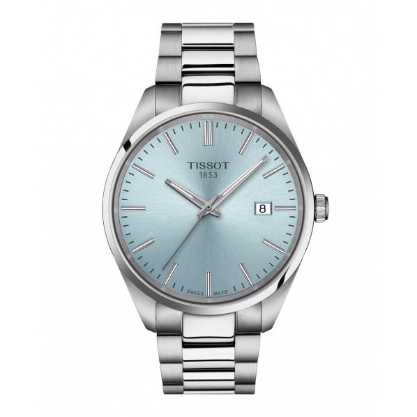 Photo montrant l'intégralité de la montre Tissot PR100 Quartz 40mm Bleu Glacier.