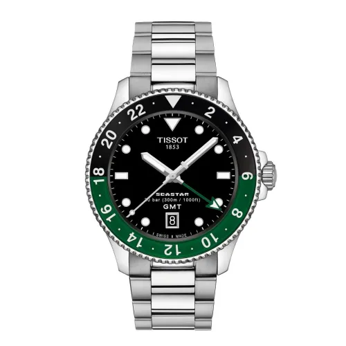 MONTRE TISSOT SEASTAR 1000 GMT QUARTZ LUNETTE VERTE ET NOIR 40MM