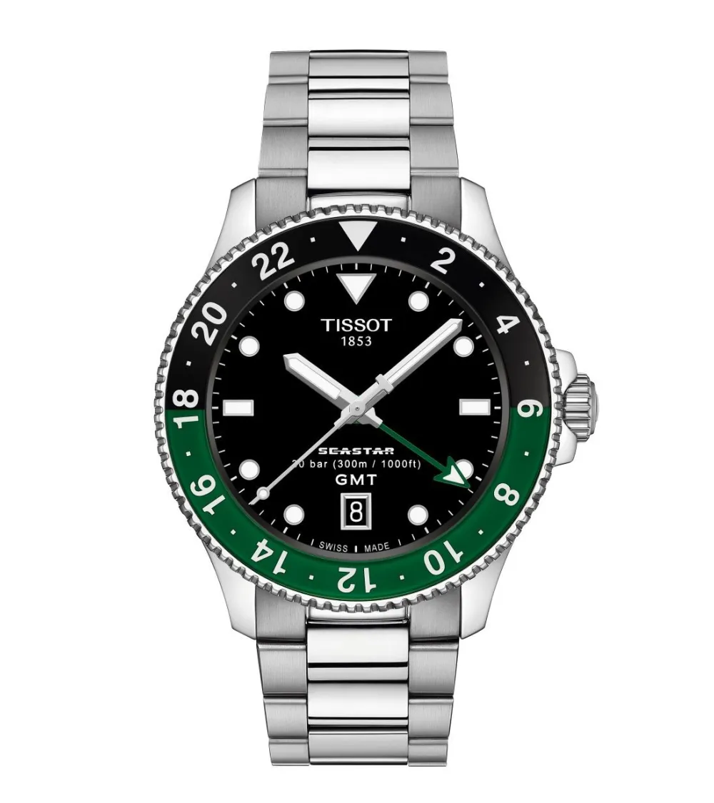 MONTRE TISSOT SEASTAR 1000 GMT QUARTZ LUNETTE VERTE ET NOIR 40MM