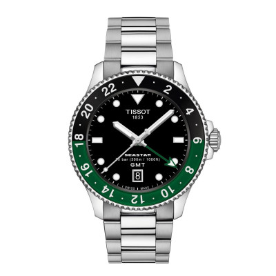 MONTRE TISSOT SEASTAR 1000 GMT QUARTZ LUNETTE VERTE ET NOIR 40MM