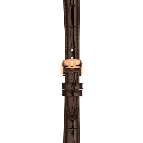 MONTRE TISSOT BELLISSIMA AUTOMATIC BOÎTIER OR ROSE BRACELET MARRON