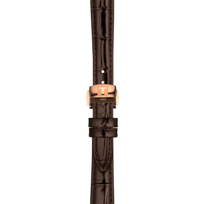 MONTRE TISSOT BELLISSIMA AUTOMATIC BOÎTIER OR ROSE BRACELET MARRON