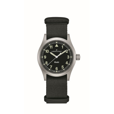 Montre Hamilton Khaki Field Quartz 38 mm fond noir bracelet noir