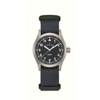 Montre Hamilton Khaki Field Quartz 38 mm fond bleu bracelet bleu