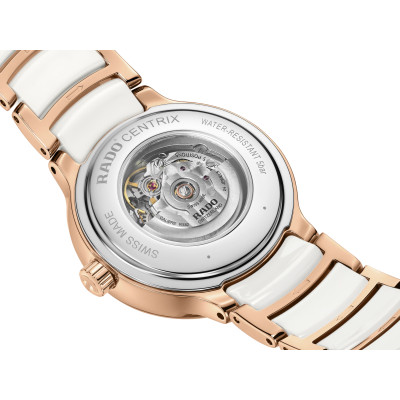 Vue arrière de la montre Rado Centrix Automatic Diamonds