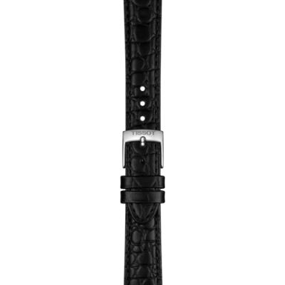 Vue de la boucle de la Montre Tissot Everytime 34mm, Cadran Blanc, Bracelet Noir.