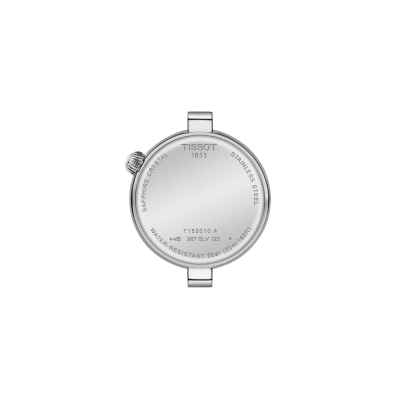 Vue Du Dos Mettant En Valeur Le Boîtier De La Montre Tissot Desir Cadran Nacre Bracelet Argent
