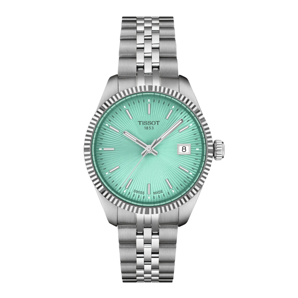 Photo montrant l'intégralité de la montre Tissot Ballade 34mm Cadran Vert Clair