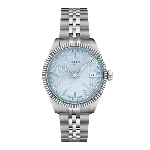 Photo montrant l'intégralité de la montre Tissot Ballade 34mm Cadran Bleu Clair