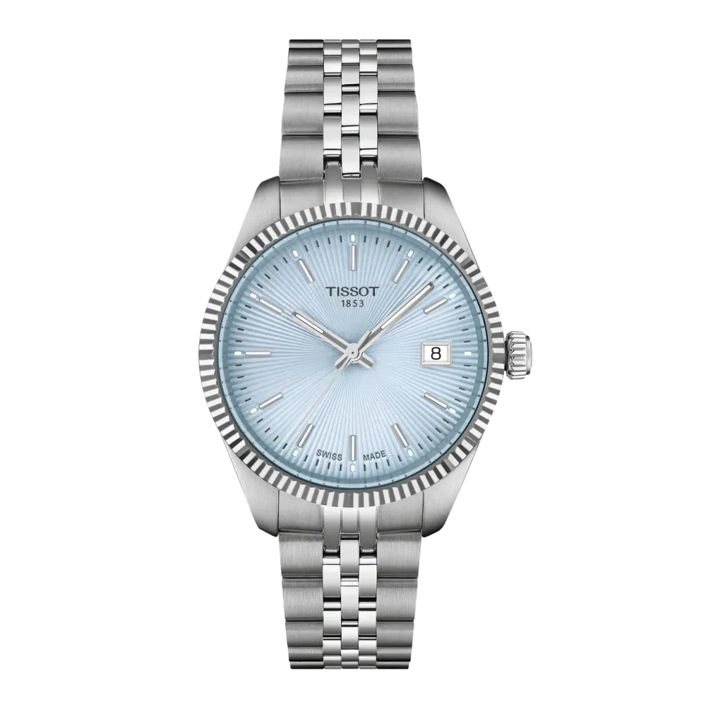 Photo montrant l'intégralité de la montre Tissot Ballade 34mm Cadran Bleu Clair