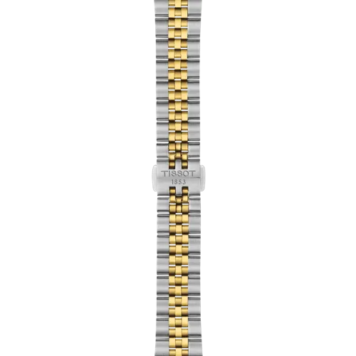 Photo montrant l'intégralité de la montre Tissot Ballade 34mm cadran gris, bracelet bicolore doré