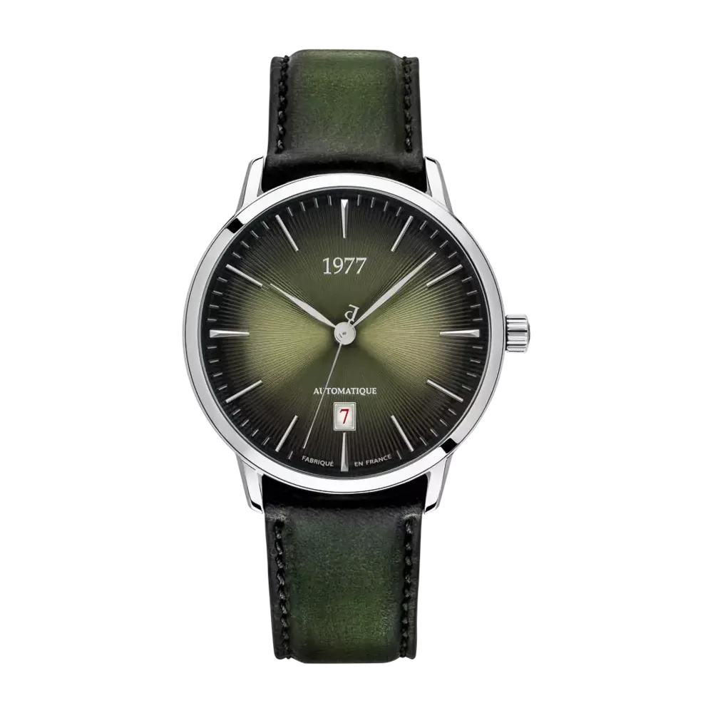 Photo montrant l'intégralité de la montre Montre 1977 Edmond Cadran Vert Olive 40mm
