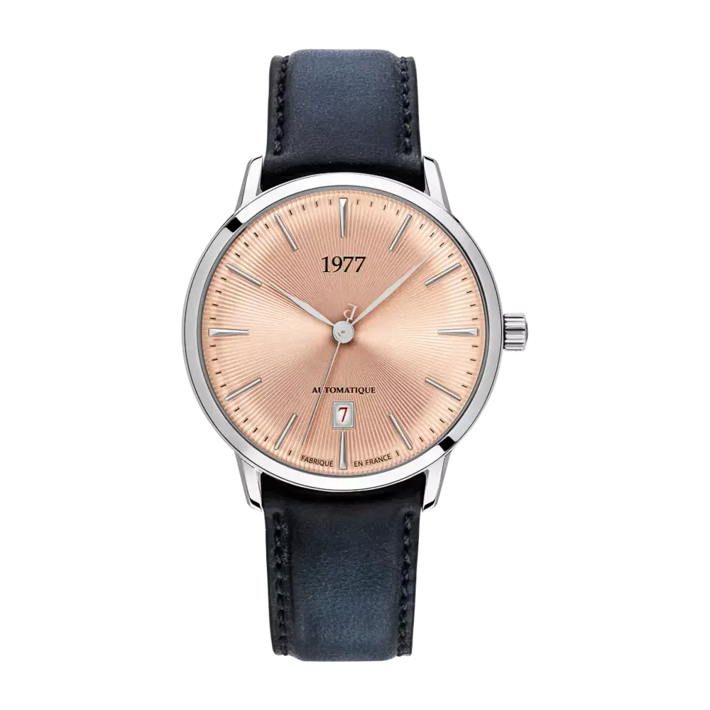 photo montrant l'intégralité de la montre Montre 1977 Edmond Cadran Saumon 40mm