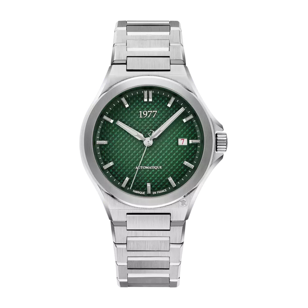 photo montrant l'intégralité de la Montre 1977 Arsène Cadran Vert 42,5 mm