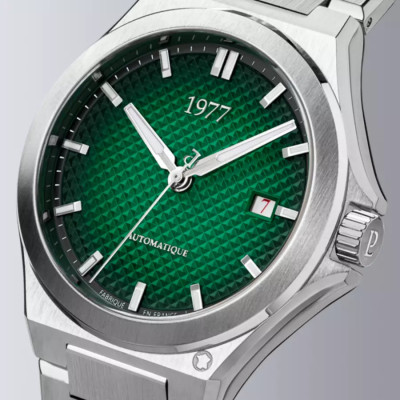 zoom détaillé sur la Montre 1977 Arsène Cadran Vert 42,5 mm