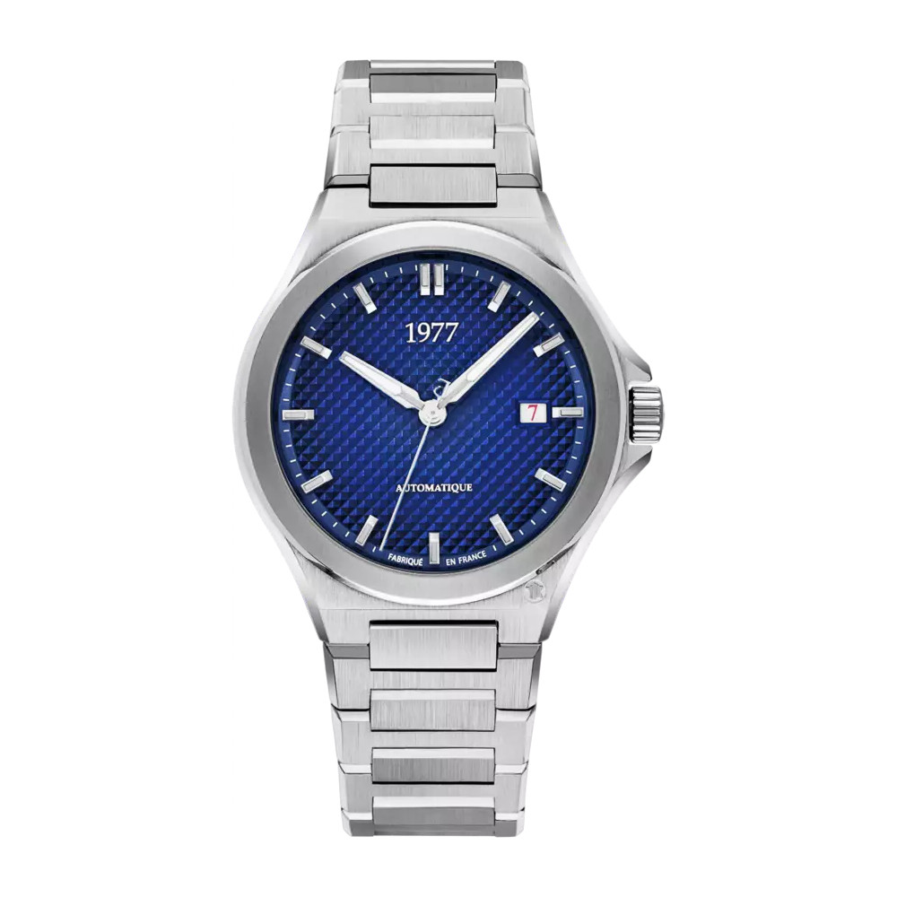 photo montrant l'intégralité de la Montre 1977 Arsène Cadran Bleu 42,5 mm