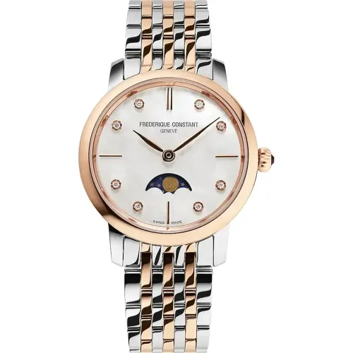 Vue profil de la montre Frédérique Constant Slimline Ladies Moonphase 30 MM.