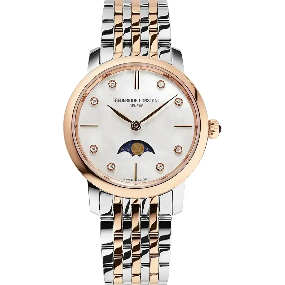 Vue profil de la montre Frédérique Constant Slimline Ladies Moonphase 30 MM.