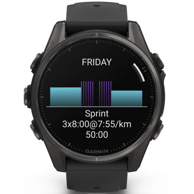 montre garmin fēnix 8 – 43 mm, amoled montrant différentes fonctionnalités