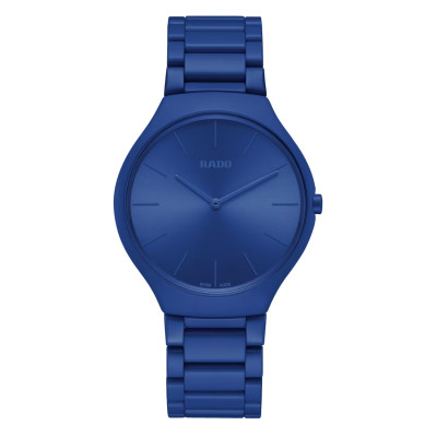 Vue complète de la montre RTrue Thinline Les Couleurs™ Le Corbusier Spectacular Ultramarine 4320K.