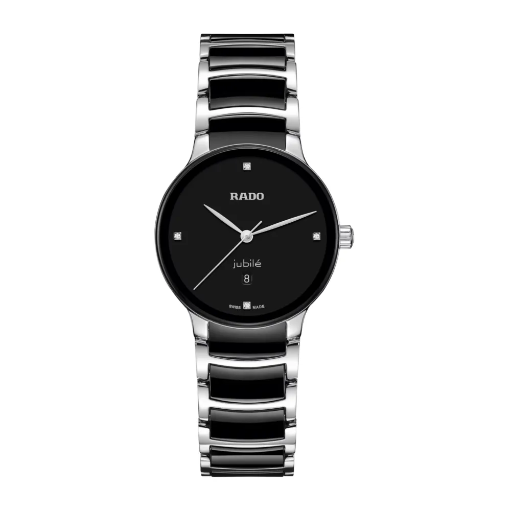 Vue entière de la montre Rado Centrix Quartz Diamonds avec 4 diamants