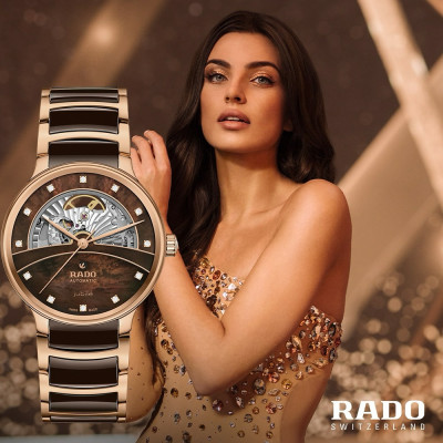 MONTRE RADO CENTRIX AUTOMATIQUE DIAMANTS OPEN HEART COULEUR CHOCOLAT