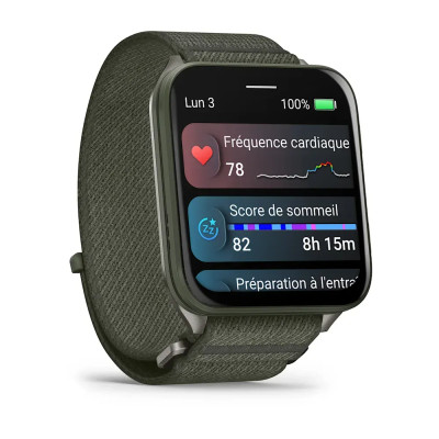MONTRE GARMIN VENU® X1 VERT MOSS AVEC FOND DE BOÎTIER EN TITANE GRAY ET BRACELET EN NYLON COMFORTFIT VERT MOSS