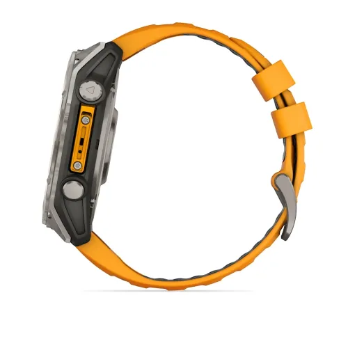 MONTRE GARMIN FĒNIX 8 51 MM AMOLED SAPPHIRE TITANIUM AVEC BRACELET EN SILICONE ORANGE GRAPHITE