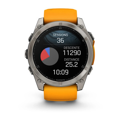 MONTRE GARMIN FĒNIX 8 51 MM AMOLED SAPPHIRE TITANIUM AVEC BRACELET EN SILICONE ORANGE GRAPHITE