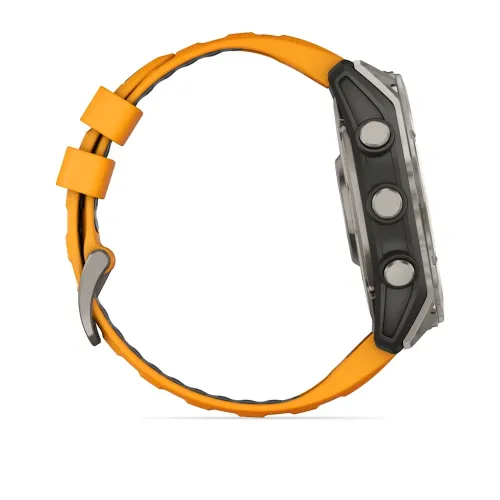 MONTRE GARMIN FĒNIX 8 51 MM AMOLED SAPPHIRE TITANIUM AVEC BRACELET EN SILICONE ORANGE GRAPHITE
