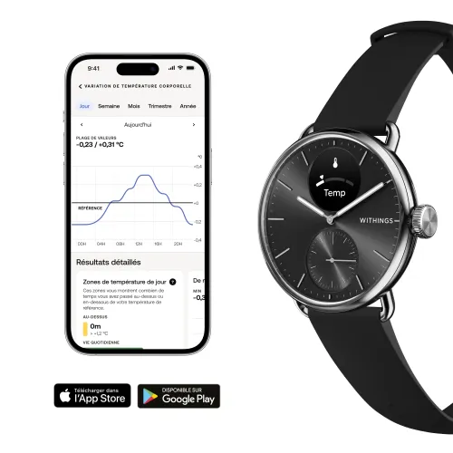 Vu et complété depuis la montre Withings ScanWatch 2 42 mm noire