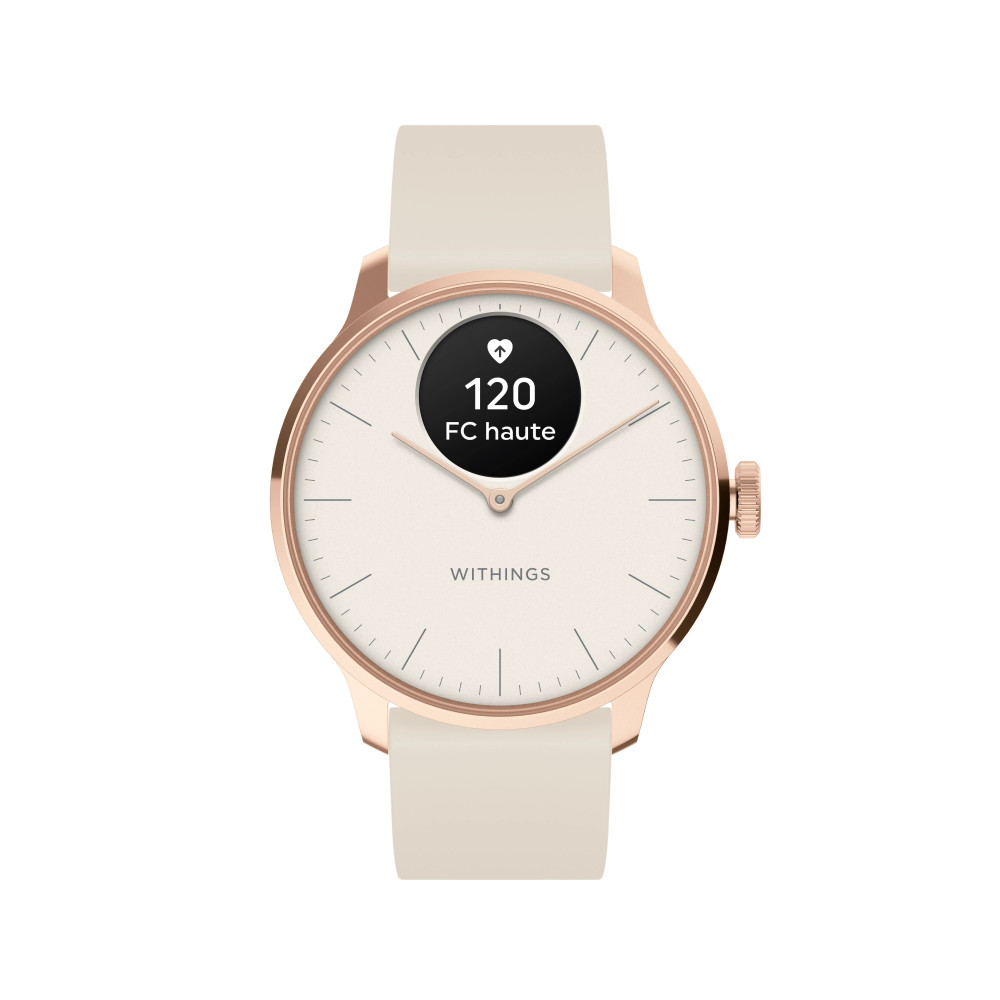 Photo montrant l'intégralité de la Montre Withings ScanWatch Light - 37 mm Sable & Rose Gold.