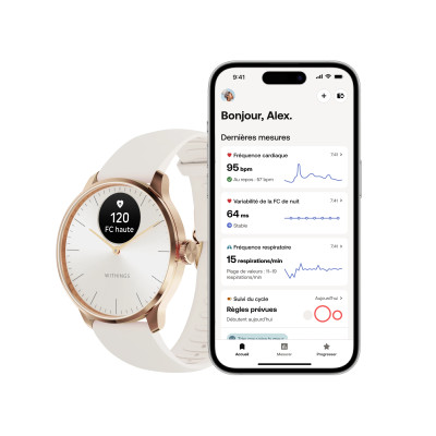 MONTRE WITHINGS SCANWATCH LIGHT - - 37 MM SABLE & ROSE GOLD