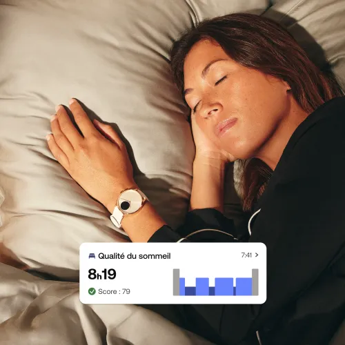 Photo montrant l'intégralité de la Montre Withings ScanWatch Light - 37 mm Sable & Rose Gold.