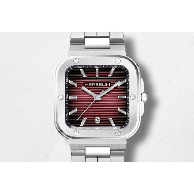 MONTRE HERBELIN CAP CAMARAT – SQUARE QUARTZ – ACIER & ROUGE