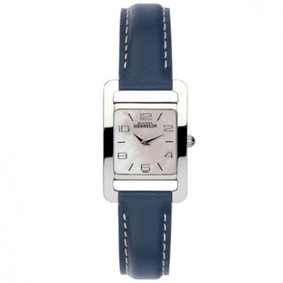 MONTRE HERBELIN 5 AVENUE – QUARTZ – NACRE BLANCHE & CUIR BLUE